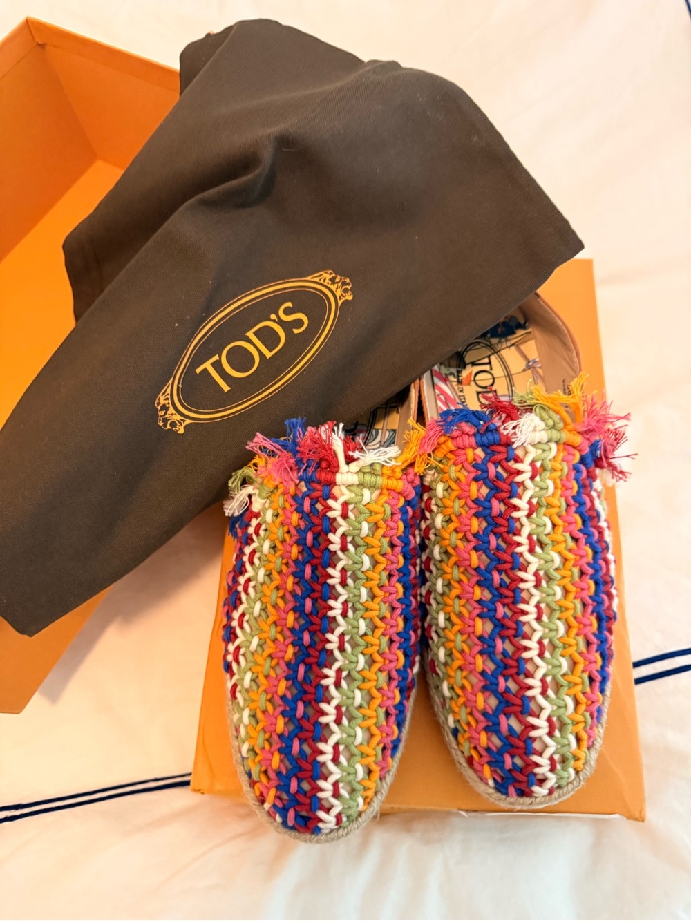 TOD'S women’s Multicolor Crochet Espadrille Shoes